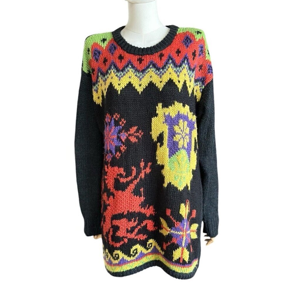 Vintage Kitty Hawk by Vivian Wang Round Neck Long Sleeve Pullover Sweater Sz M